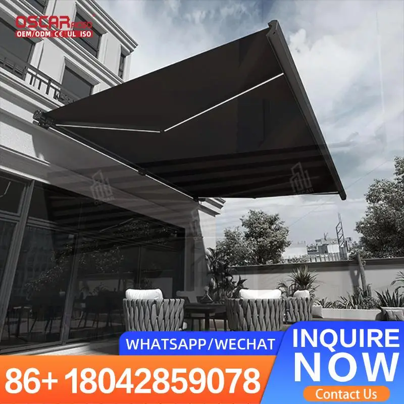 

FullFrame Folding Electric Retractable Aluminium Alloy Awning for Balcony Terrace Garden Courtyard with Extendable Gear Box Retr
