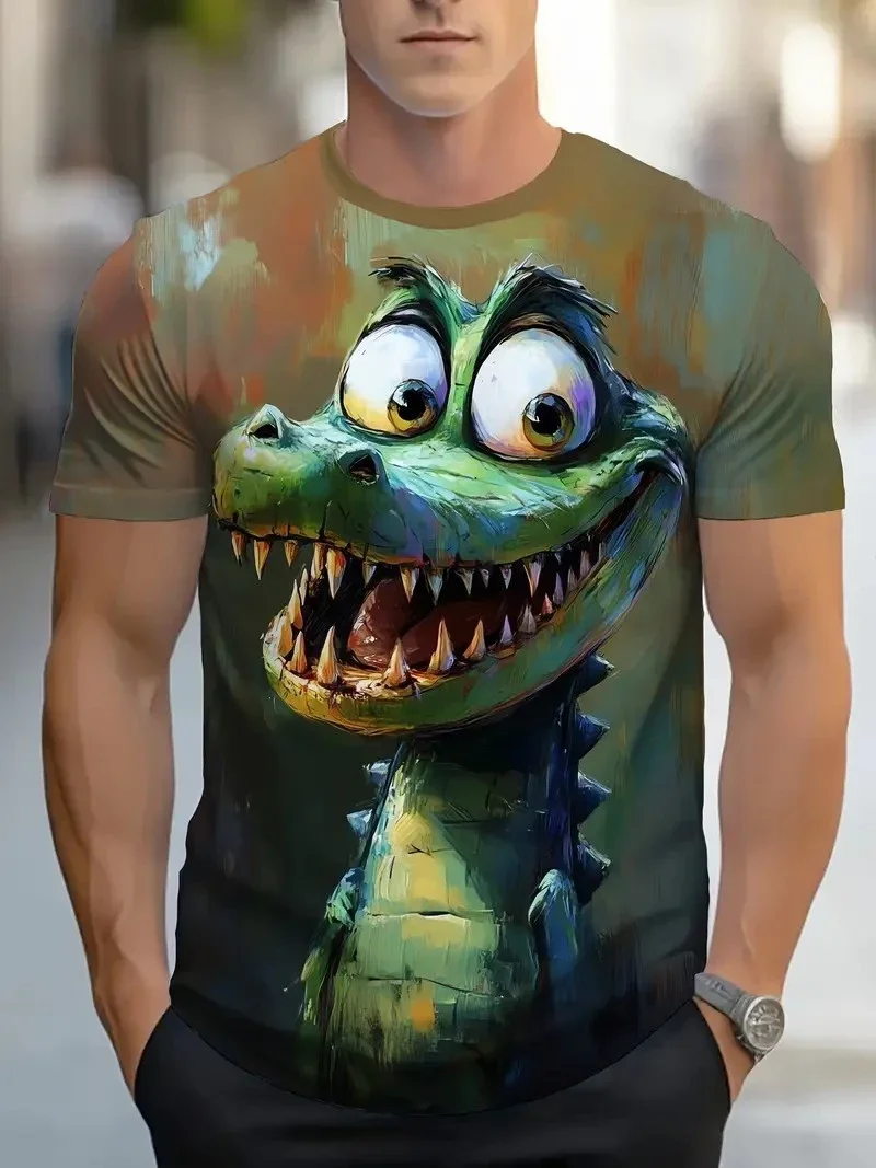 Lustiges Tier-Grafik-T-Shirt für Männer 3D-Cartoon-Druck Kurzarm-T-Shirt Trend Herren Freizeitkleidung Mann Streetwear
