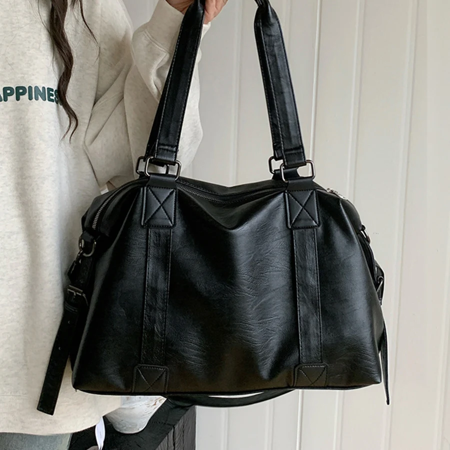 

Women Vintage Pu Leather Shoulder Bag Y2k Design Handbag for Cool Girls Gothic Underarm Bags Travel Commuter Casual Tote Bag Sac