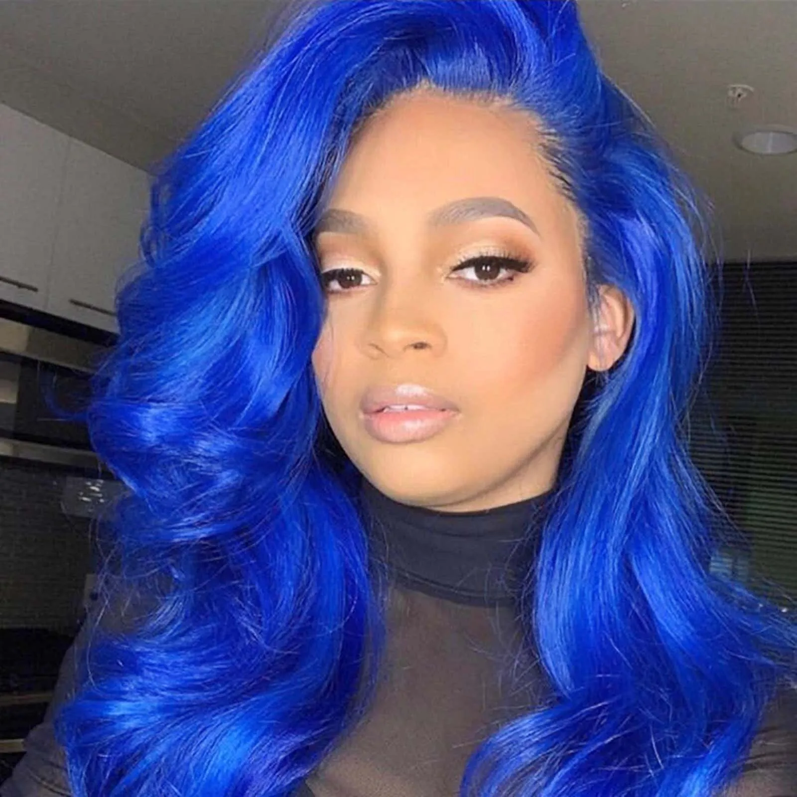 Royal Blue Wig Long Natural Wavy Synthetic Lace Front Wig Glueless Bright Colored Body Wave Hair Frontal Lace Wigs for Women