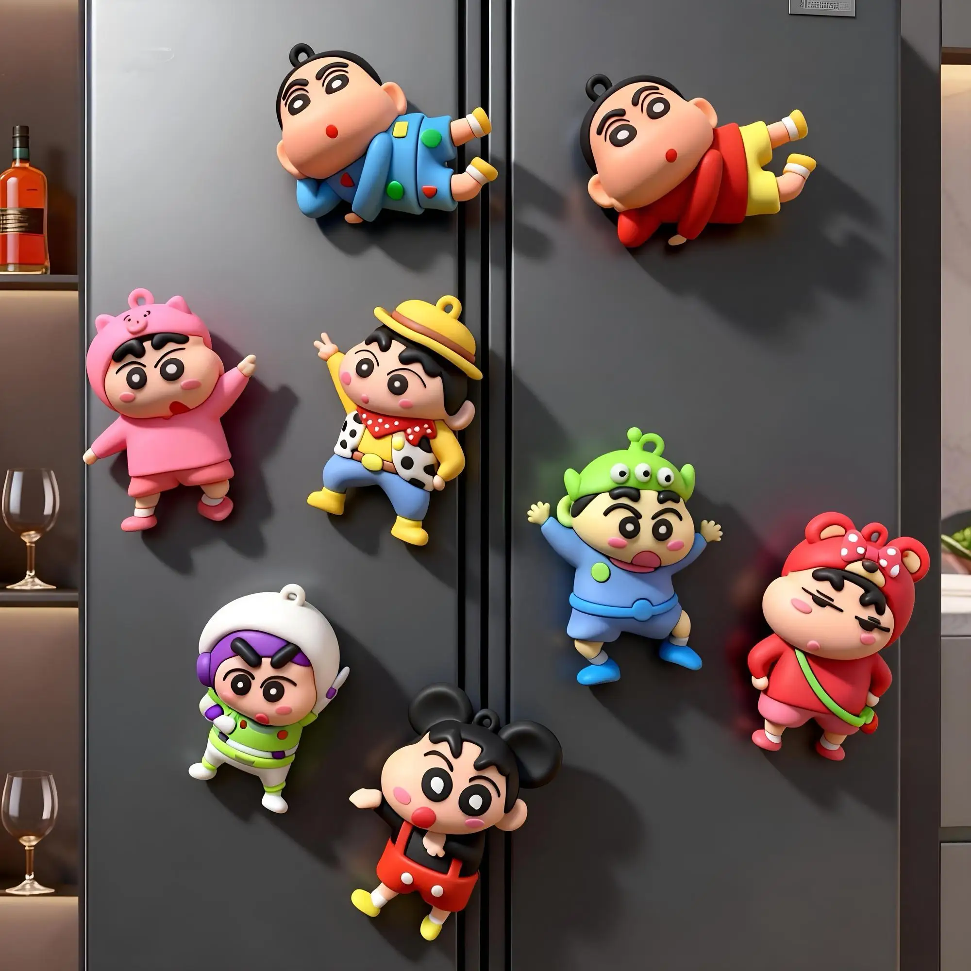 Aimant de réfrigérateur magnétique 3D mignon de dessin animé Crayon Shin-chan, nouveau cadeau de collection populaire pour les amis