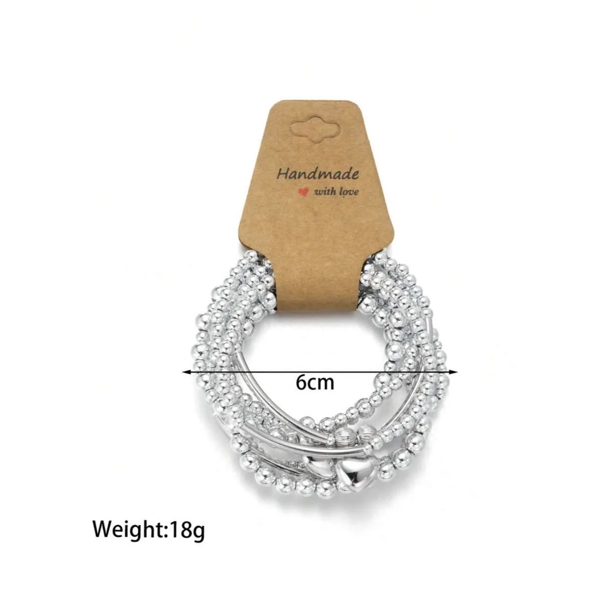 8Pcs/Set Silver Plated CCB Elegant Love Heart Multi-Layer Stacking Bracelet For Mom Mother's Day Jewelry Anniversary Gift