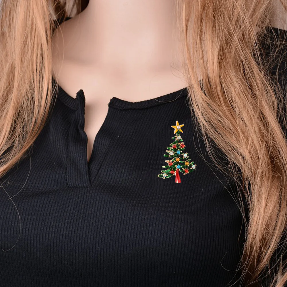 

Christmas Exquisite CZ Dripping Oil Flower Women's Brooch Luxury Star Zircon Metal Lapel Pins Jewelry Accessories Festival Gift