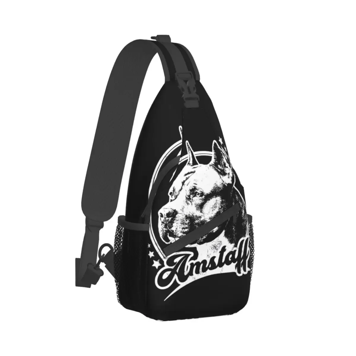 Dog Lover Crossbody Bag Sports Retro Amstaff Dog Essential Chest Bag Unisex Women Man Fashion Shoulder Backpacks Travel