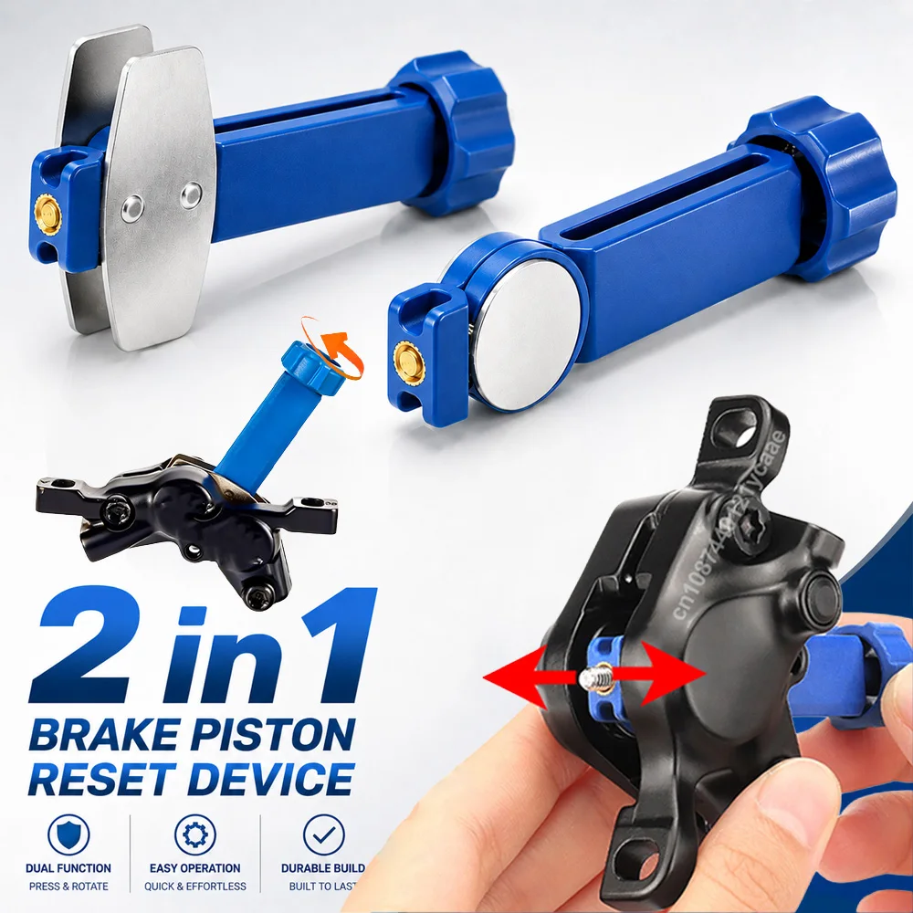 2in1 Steel Bicycle Brake Pad Spreader Tool,360° Rotatable Bike Oil Disc Piston Reset,Hydraulic Brake Caliper Piston Extension
