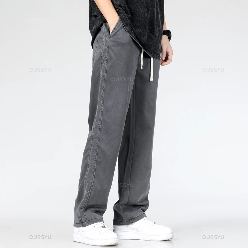 جينز Lyocell للرجال ، أربعة مواسم ، كاجوال ، مرن ، بنطلون جينز ، علامة تجارية للرجال ، فضفاض ، مستقيم ، حجم كبير ، عرض عصري