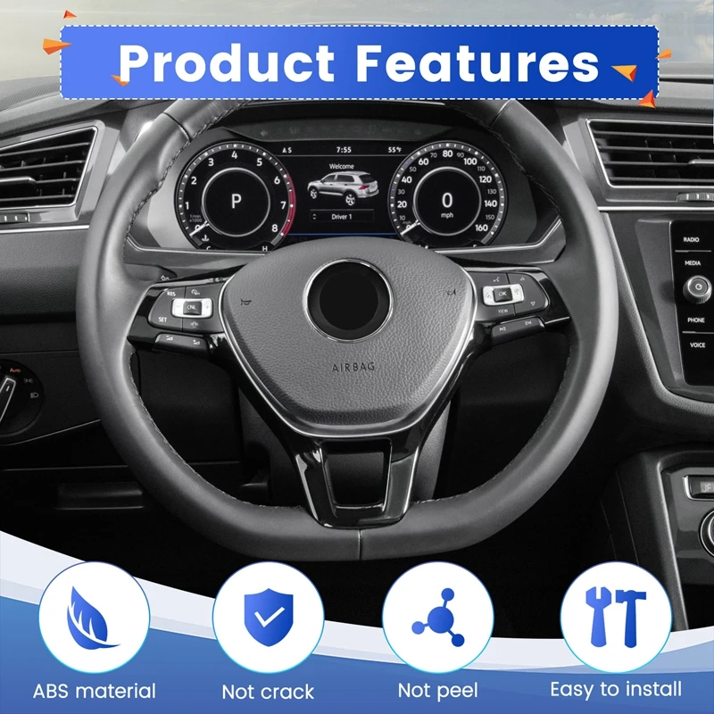 Top!-Multi-Function Steering Wheel Volume Control Switch Buttons For VW Tiguan Touran 5NA959442A