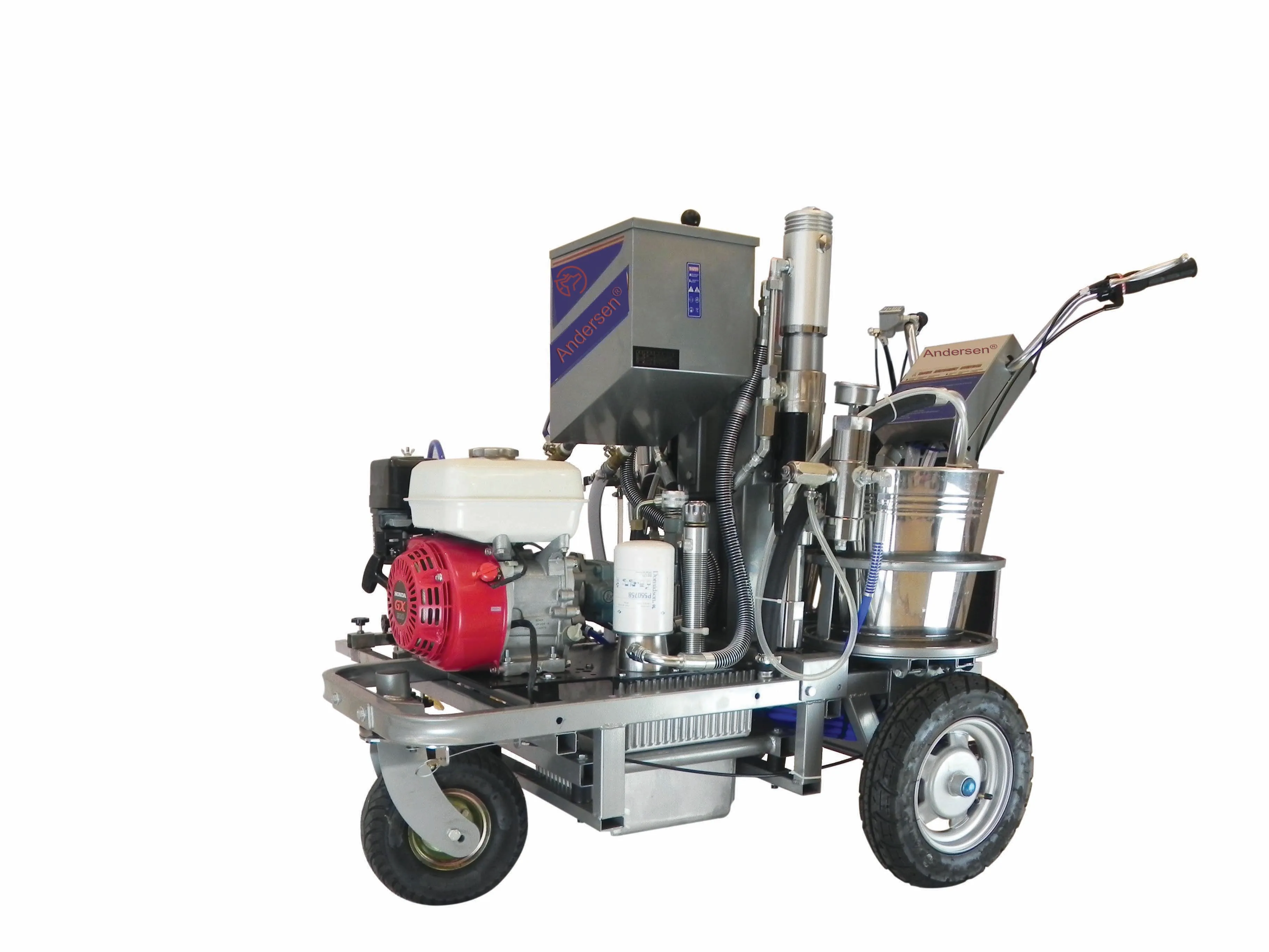 Nueva máquina automática de marcado de carreteras frías con soporte de cuentas sueltas de vidrio con bomba y motor para una línea de pintura eficiente