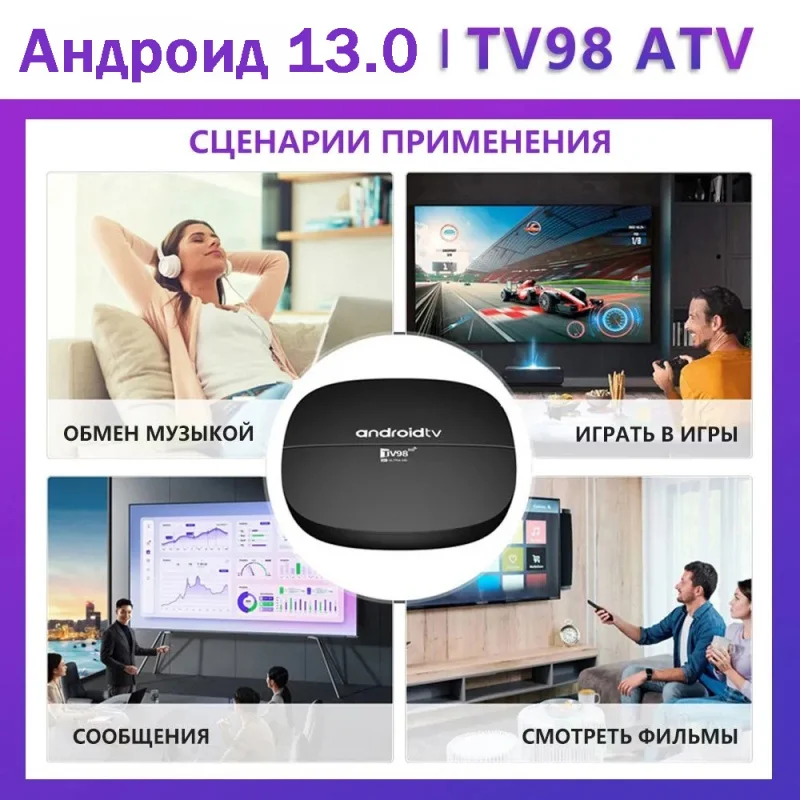 Smart TV Box TV98 ATV H313 Quad Core Allwinner H313 4G/5G Dual Wifi BT 4K Odtwarzacz multimedialny IPTV Box