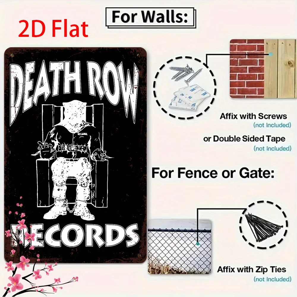 Vintage Death Row Records Metal Wall Sign - Waterproof,Dustproof Iron Retro Plaque with Iconic Logo,Armchair Artwork, No Elect