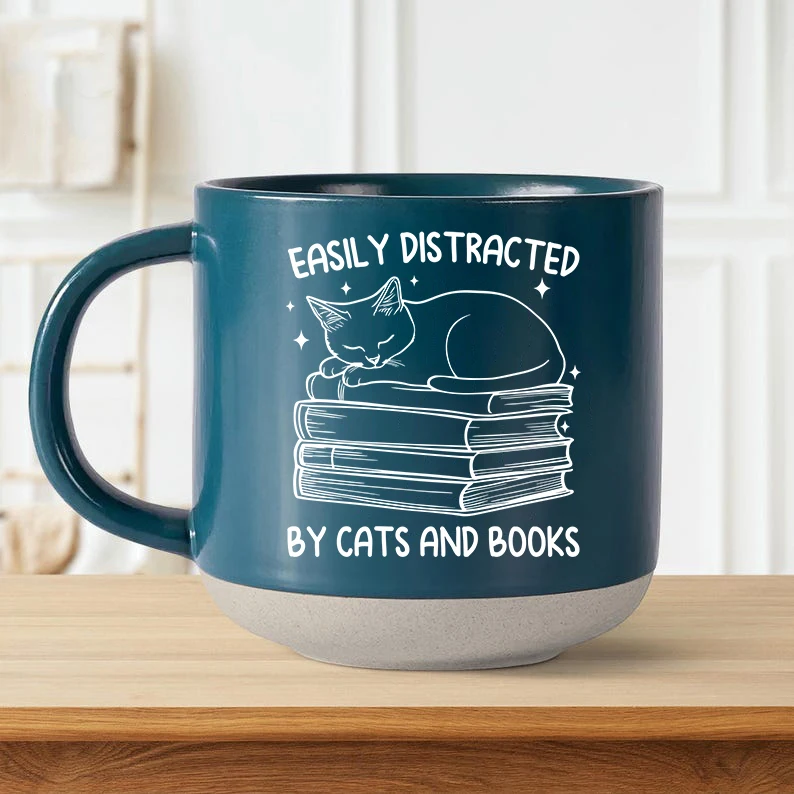 Cat Book Pottery Mug Cat Mug Cat Lover Gift Bookish Mug Book Mug Cat Lover Gift For Her Cat Gift For Her Sister Mum Book Gift