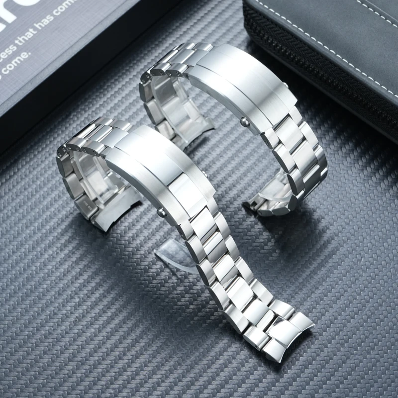 22mm Curved end Stainless Steel strap For Breitling Avengers Yellow Waves GMT Series  shaped Steel watchband for 43mm 45mm Dial