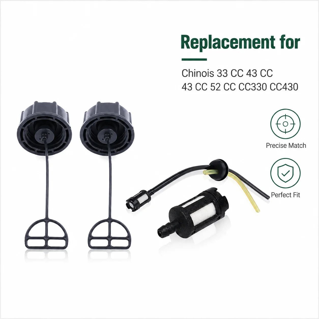 2Pcs Fuel Caps + Fuel Hose Filter Kit for 33-52cc CG330 CG430 CG520 BC430 BC520 TL43 TL52,Brushcutter Lawnmower,Fits Honda GX35