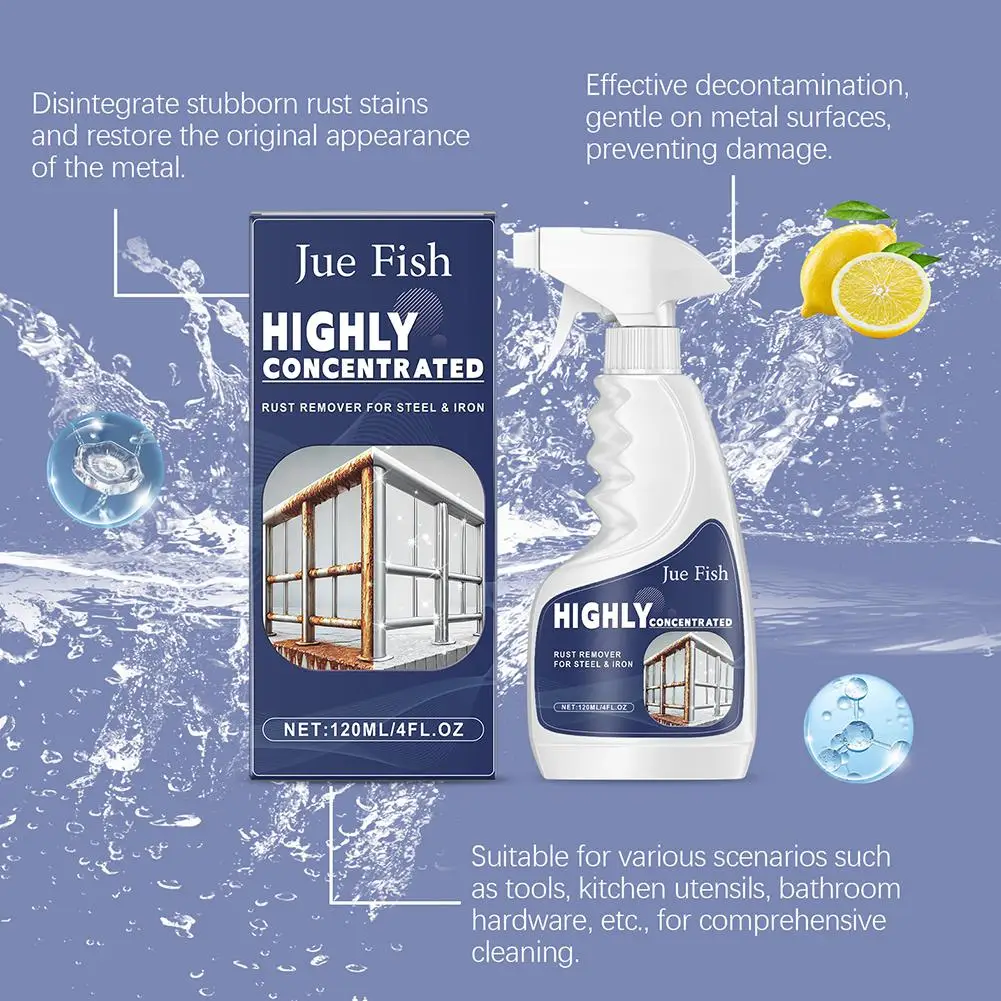 Heavy Duty Rust Remover Spray Fast Acting Rust Dissolver & Anti-Rust Coating For Metal, Car, Tools Multi-Surface Cleaner 120ml