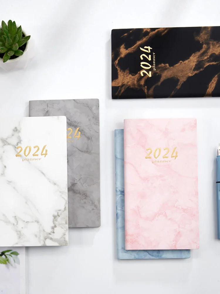 A6 Marbled Notebook Student Stationery Office Planner Agenda Arrangement Notepad School Supplies Note Book with Bookmark