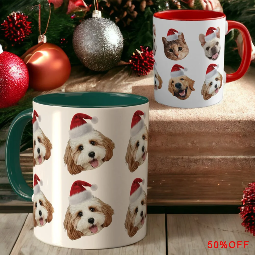 

Customized Personalized Christmas Hat Pet Mug Pet Portrait Mug Personalized Christmas Gift Pet Mug Pet Commemorative Mug