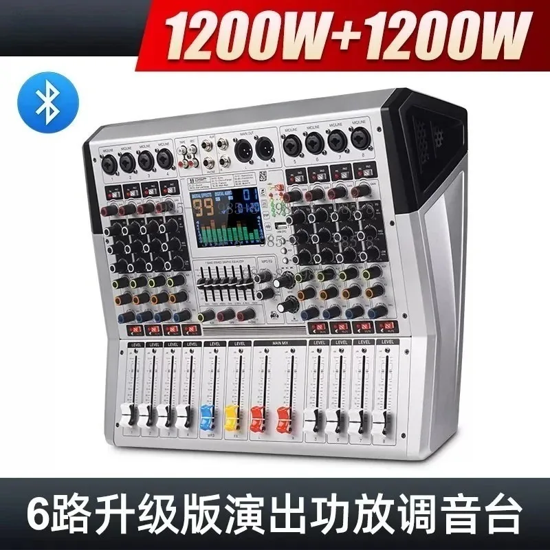 Built-In Power Amplifier Audio Mixer With Reverb Effect, Bluetooth USB Input Sound Mixing Kit For Stage Home Live Show