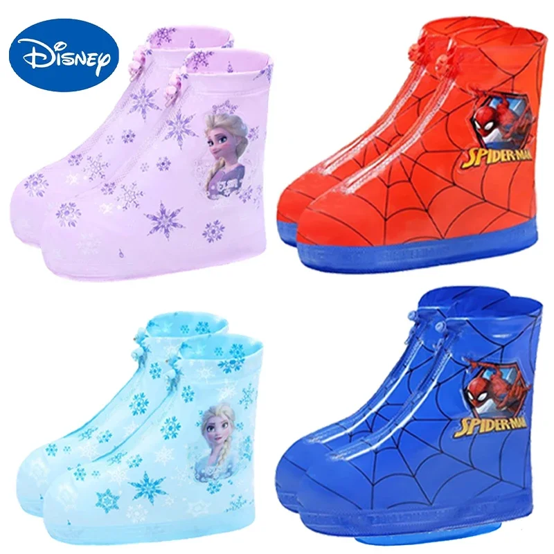 Disney Spider Kids Rain Boots Waterproof Shoe Cover Silicone Shoes Man Protectors Non-Slip Cover Reusable Outdoor Rainy Boots