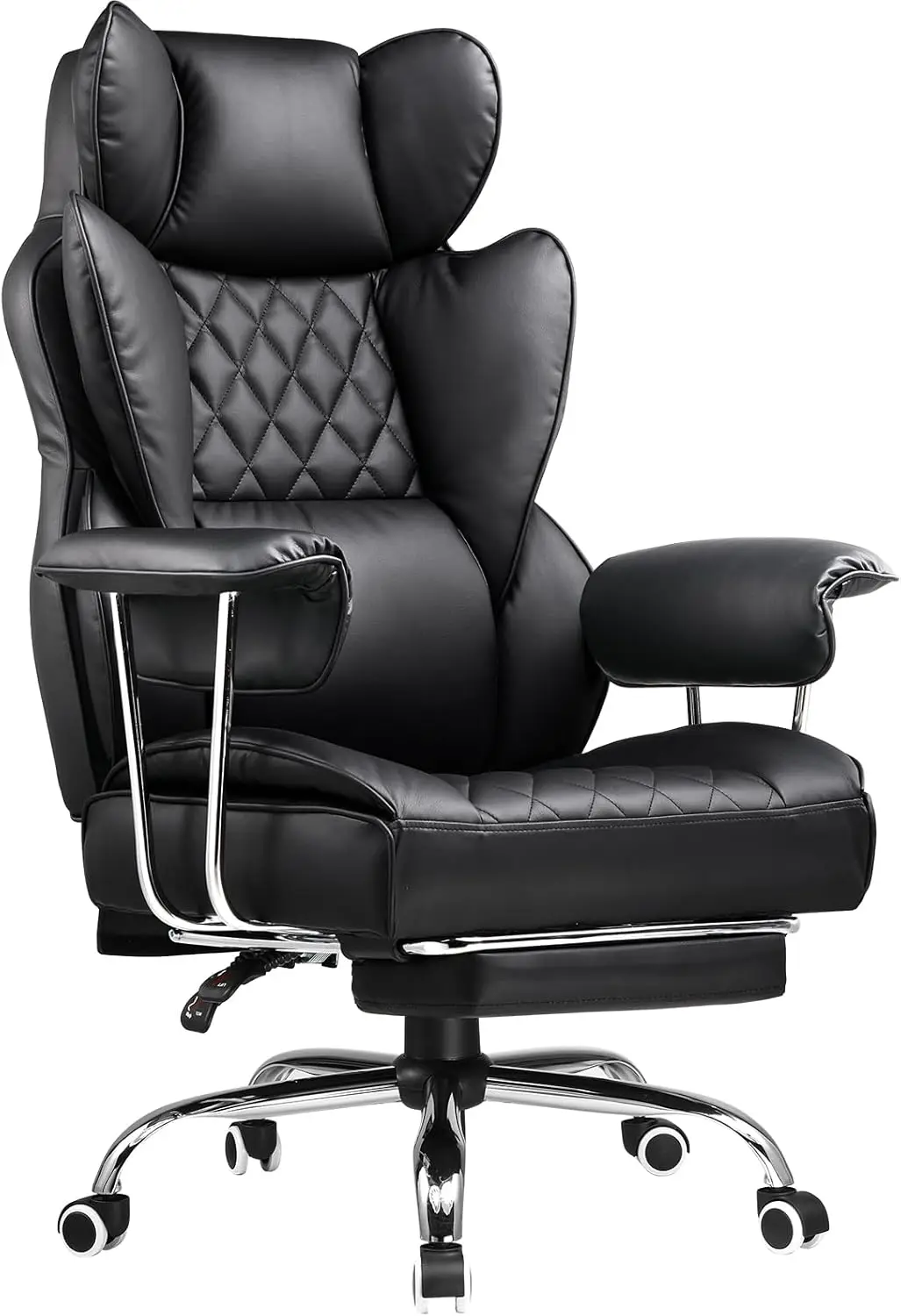 

Large Ergonomic Office Chair with High Back, Footrest, Lumbar Support and Fixed Armrests for Comfort