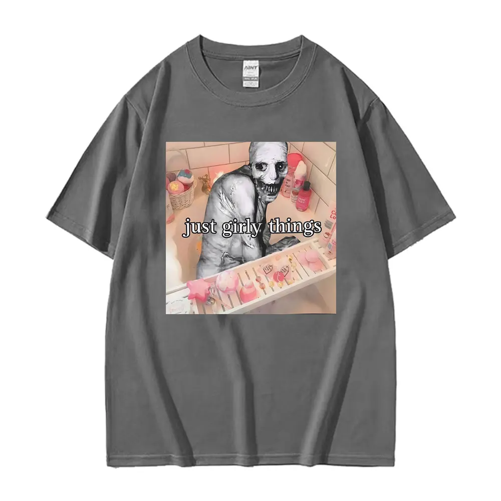 Just Girly Things زاحف ميمي Horrorcore الجمالية الجرافيك تي شيرت الرجال النساء الملابس موضة خمر تي شيرت المتضخم تي شيرت #3