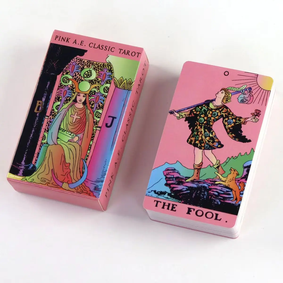 Pink A.E.Tarot Deck 78 Classic Tarot Cards for Beginners Rider Tarot System Pocket Size 10.3*6cm