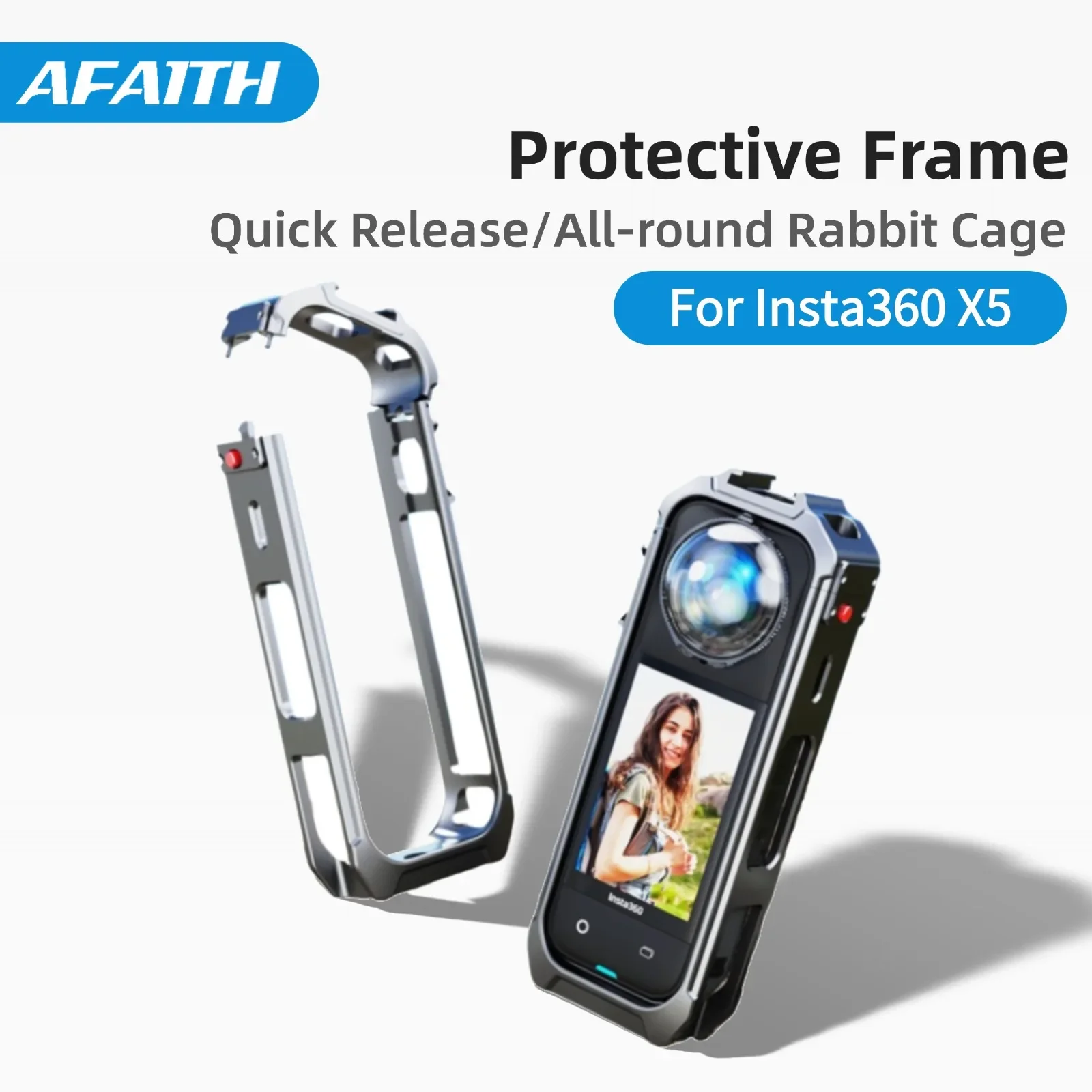 AFaith for Insta360 X5 Quick-Release Rabbit Cage Aluminum alloy Ultra-light Camera Protection Frame Insta 360 X5 Accessories