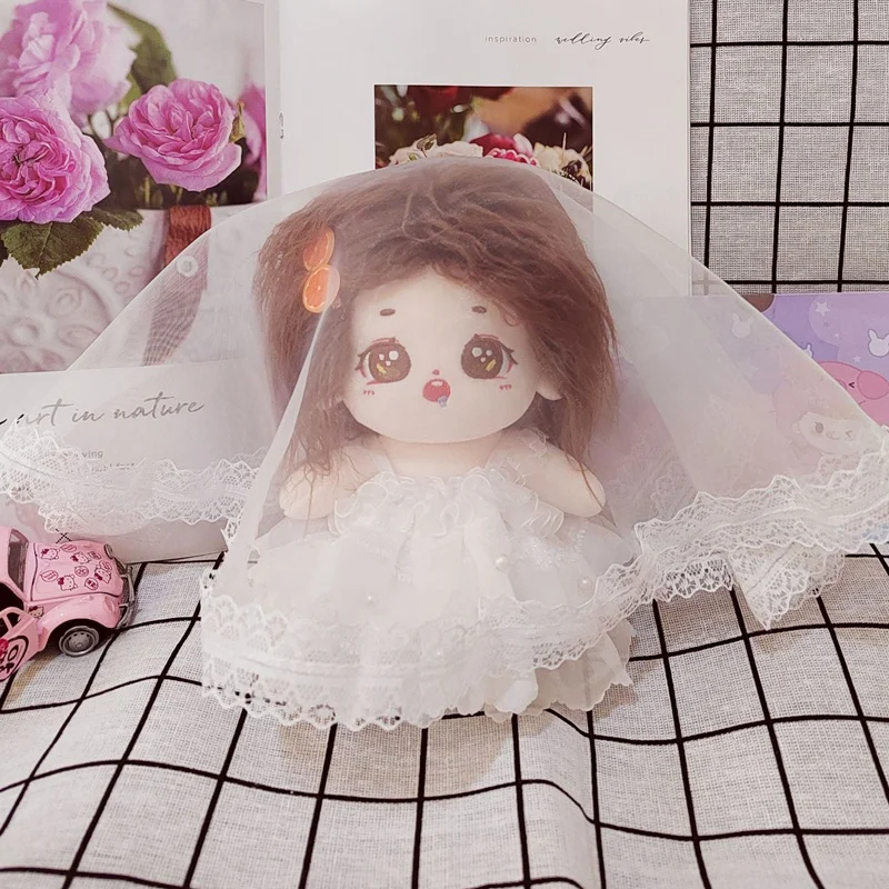 20cm Idol Doll Clothes Wedding Dress for Star Cotton Dolls Accessories White Gauze Skirt Non-attribute Doll Replacement Toy