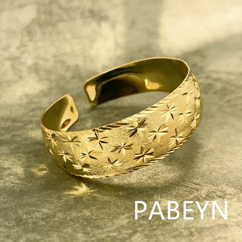 925 Silver Electroplated Gold Fashion Classic Baby's Breath Opening Bracelet Birthday Party Anniversary Wedding Jewelry