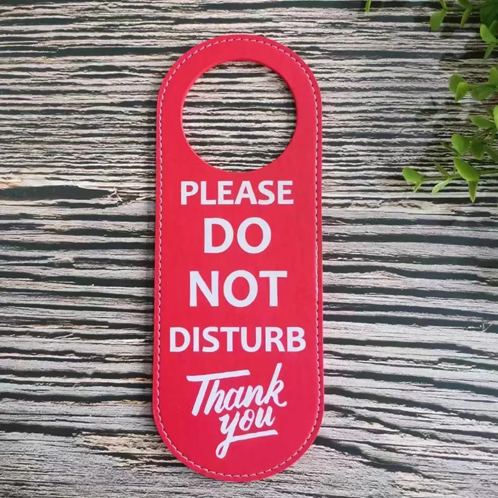 Hanging Ornament Door Sign Hotel Artificial Leather Cleaning Label Do Not Disturb Signs Door Hanger Double Side