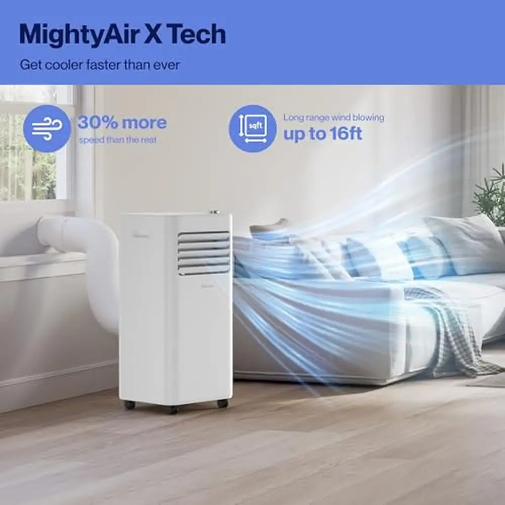 Smart Portable Air Conditioner 10000 BTU Cools Up To 450 Sq. Ft Alexa WiFi Dehumidifier Fan Control Geo Fencing Easy Mobility