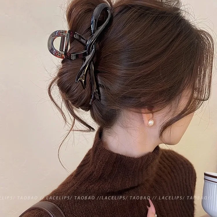 Pinzas para el pelo con lazo de cinta acrílica de 13cm, pinzas para el pelo de cangrejo, pasadores brillantes, horquillas, cola de caballo de tiburón para mujer, accesorios para el cabello