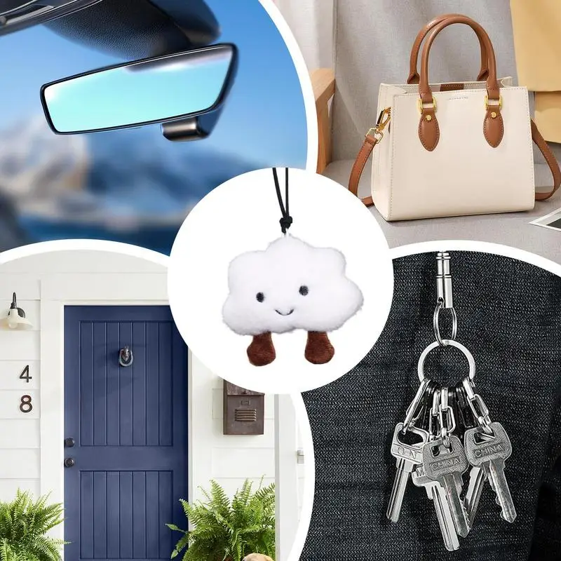Car Cartoon Plush Pendant Auto Cartoon Cloud Rearview Reflector Pendant Soft Colors Vehicle Interior Decoration for RVs Trucks image 5
