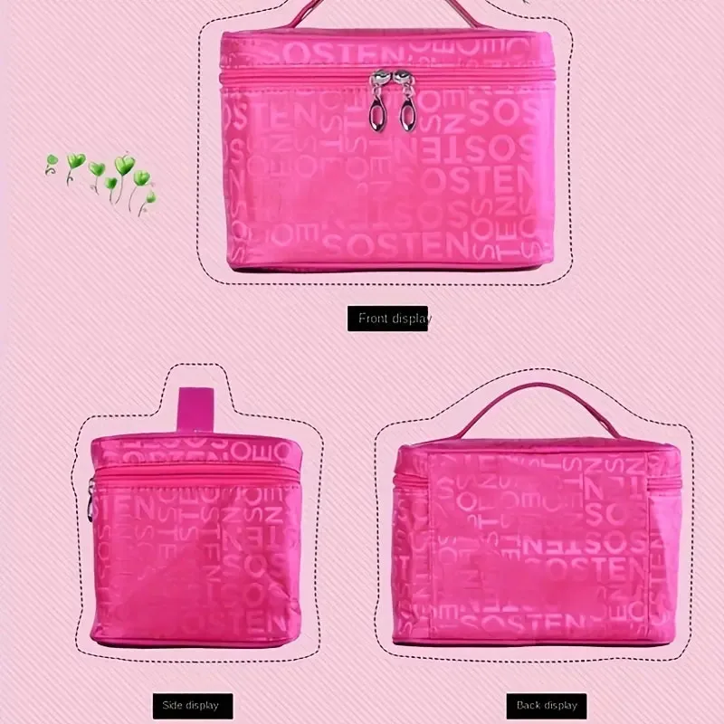 Make-up-Tasche für Damen, großes Fassungsvermögen, Aufbewahrungstasche für Kosmetika, faltbarer Toilettenwaschbeutel, Reiseutensilien, tragbare Kosmetiktasche – Detail 8