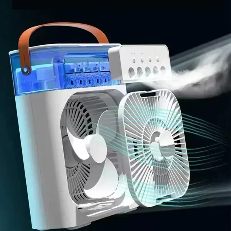 Portable Humidifier Fan Air Conditioners USB Electric Fan LED Night Light Water Mist Fun 3 In 1 Air Cooler Humidifie For Home 3