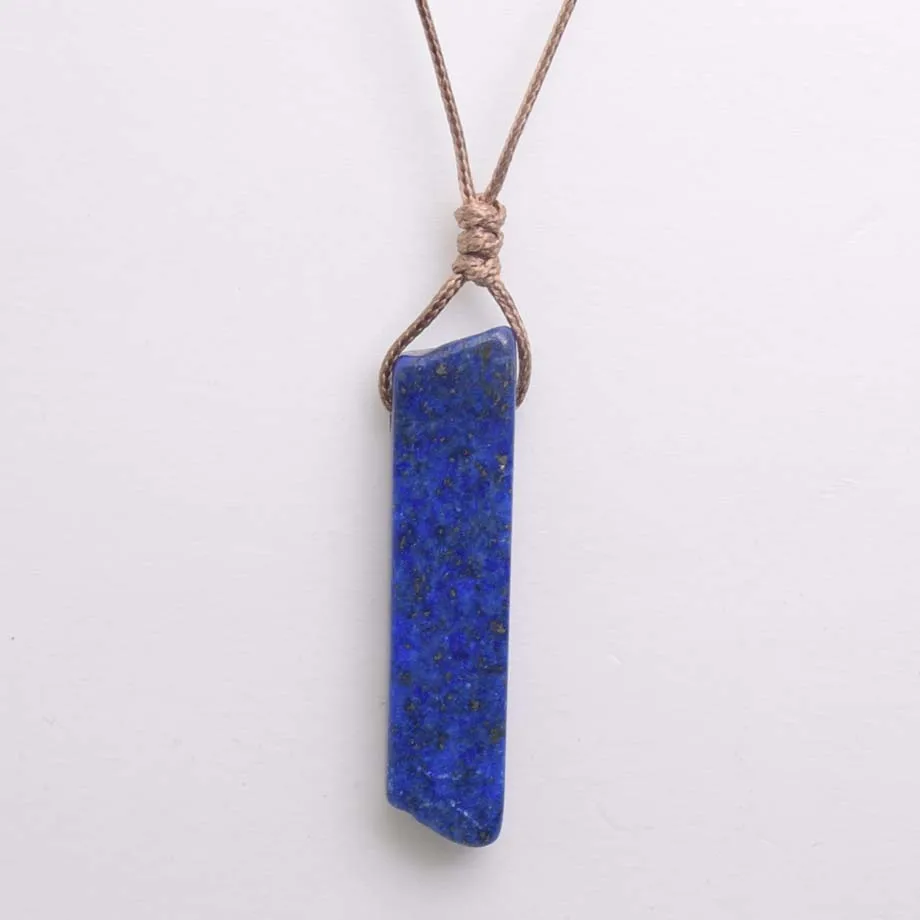 1PC Natural Stone Slice Pendants Necklace Healing Crystal Reiki Chakra Gems Quartz Lapis Amethysts Amazonite Women Jewelry