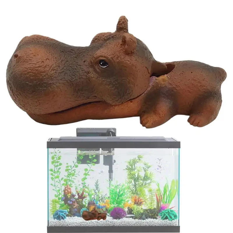 Fish Tank Decorations Hippo Resin hippo fish tank decorationResin Fish Tank Landscaping Ornaments Cute Animal Aquarium Decor