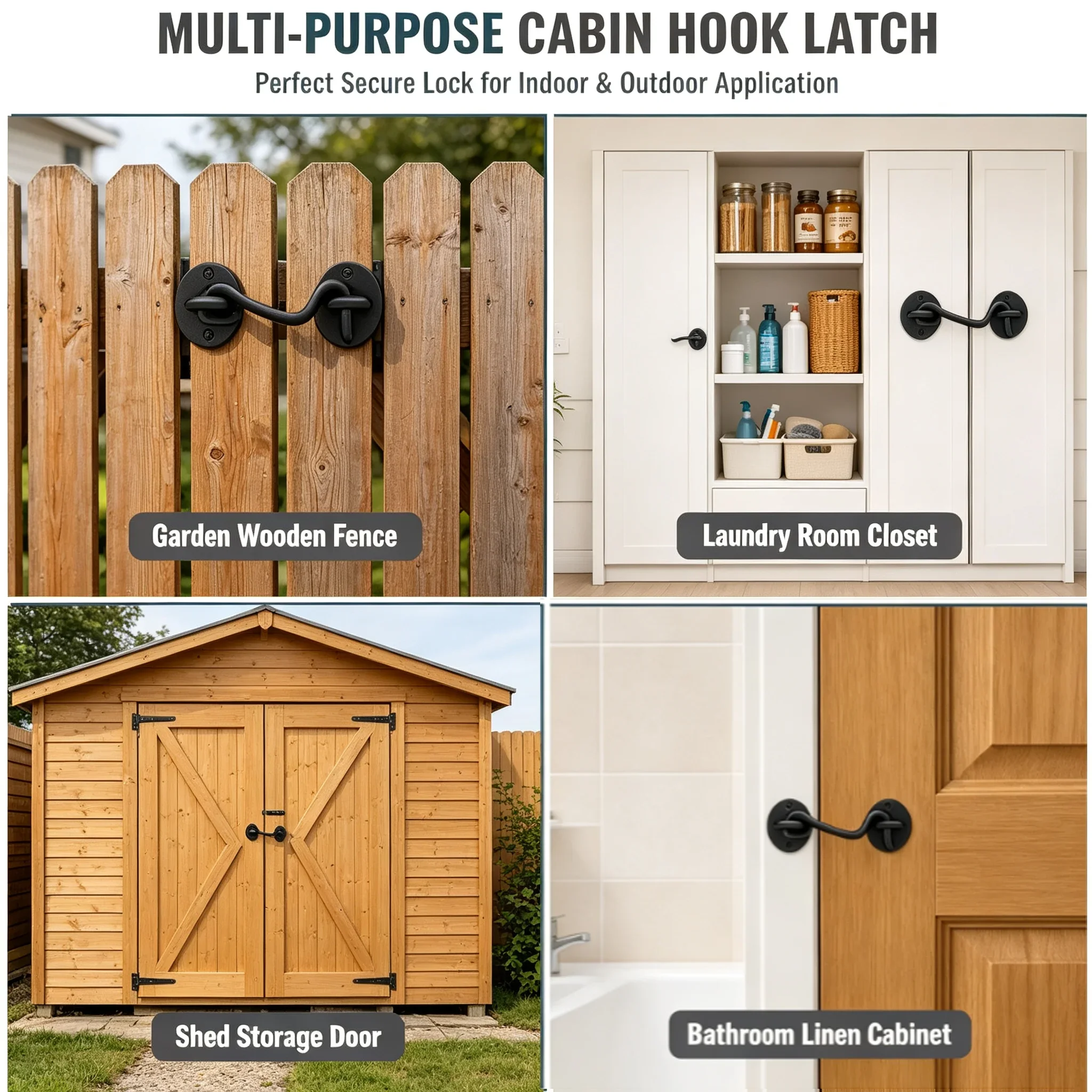 Stainless Steel Door Latch Gate Hook Window Catch Lock Holder with Screws For Barn Shed Cabinet Garage Hardware 3pcs