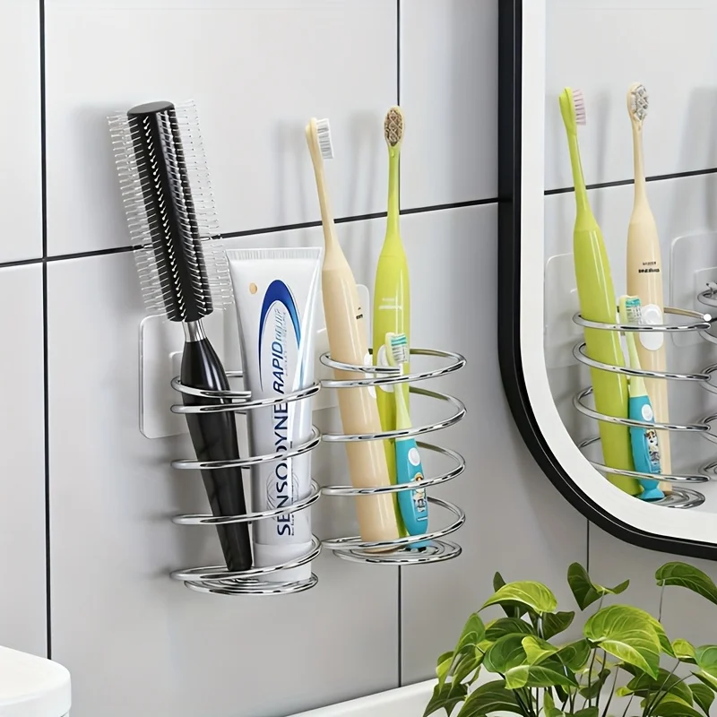 Wandmontierter Zahnbürsten- und Kosmetikpinselhalter aus Edelstahl, platzsparend, einfache Installation, für Zahnpasta, Make-up-Pinsel