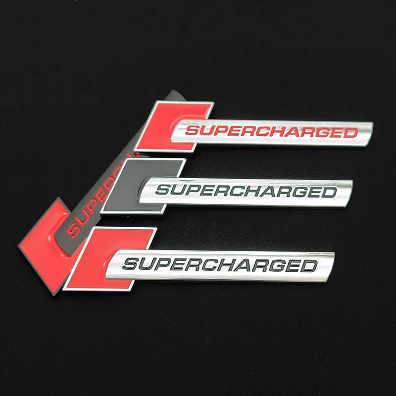 ثلاثية الأبعاد المعادن Supercharged شعار ملصقات السيارات الخلفي الجذع الحاجز شعار شارة مائي لأودي A3 A4 A5 A6 A7 A8 Q3 Q5 Q7 Q8 اكسسوارات