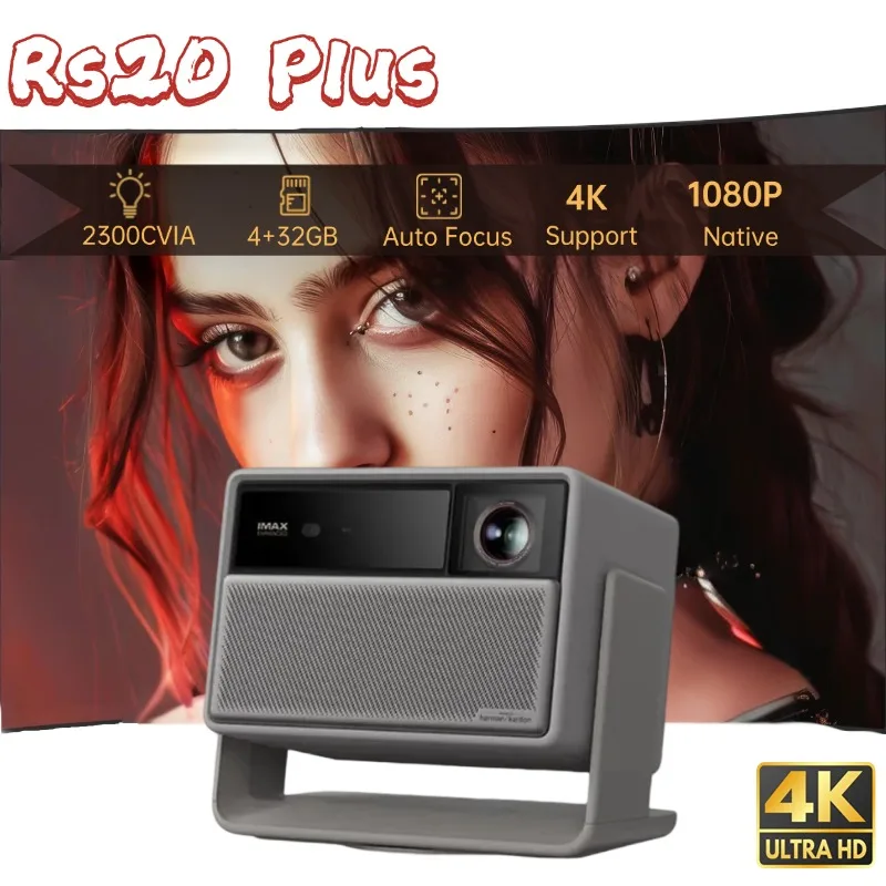 Proyector inteligente para el hogar XGIMI RS20 Plus 2300 CVIA lúmenes 4G+32GB WIFI 6 con altavoces 2x12W, láser tricolor 4K y enfoque automático.