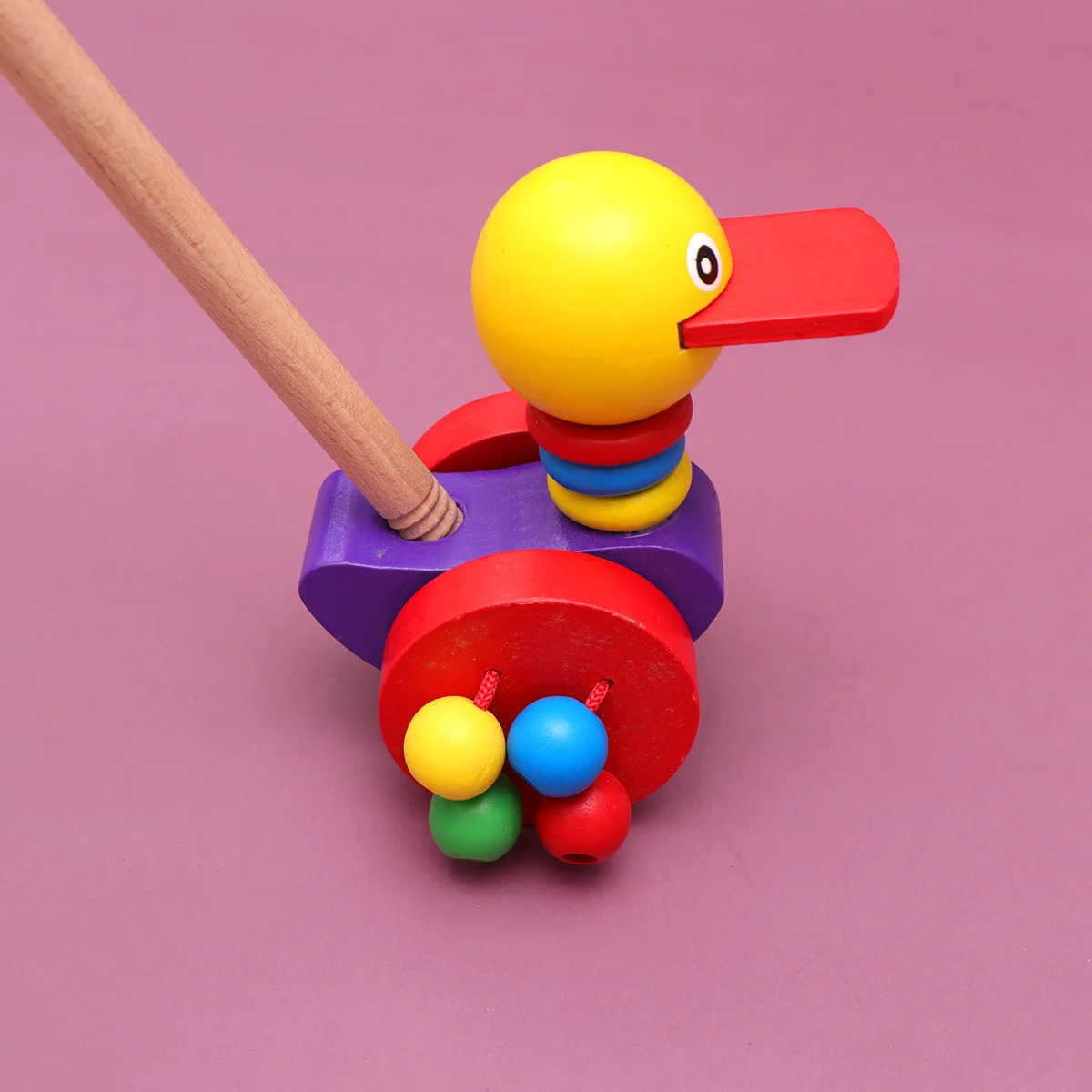 Early Childhood Baby Walker Wooden Push Rod Cart Cartoon Animal Design Bright Color for Baby Color Recognition