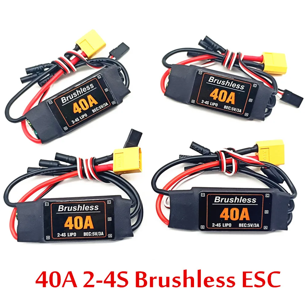 1/4pcs 40A 2-4S ESC Speed Controller With UBEC 5V 3A For RC F450 S500 F550 FPV Quadcopter RC Airplanes Helicopter XT60 T Plug