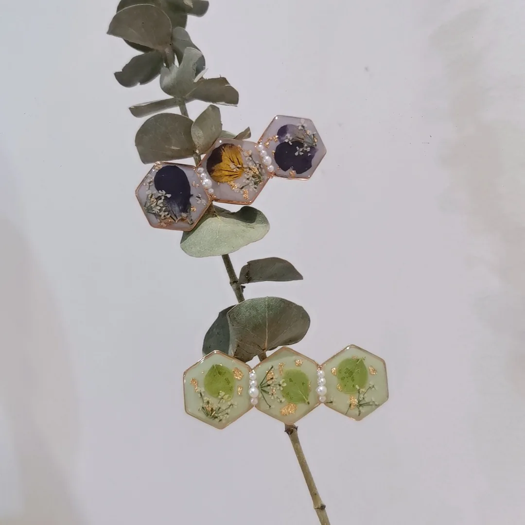 3184 Wholesale Dried Flower Series Hair Clips Duckbill Clips Gentle Girly Retro Forest Style Side Clips Creative Ice Cream Color