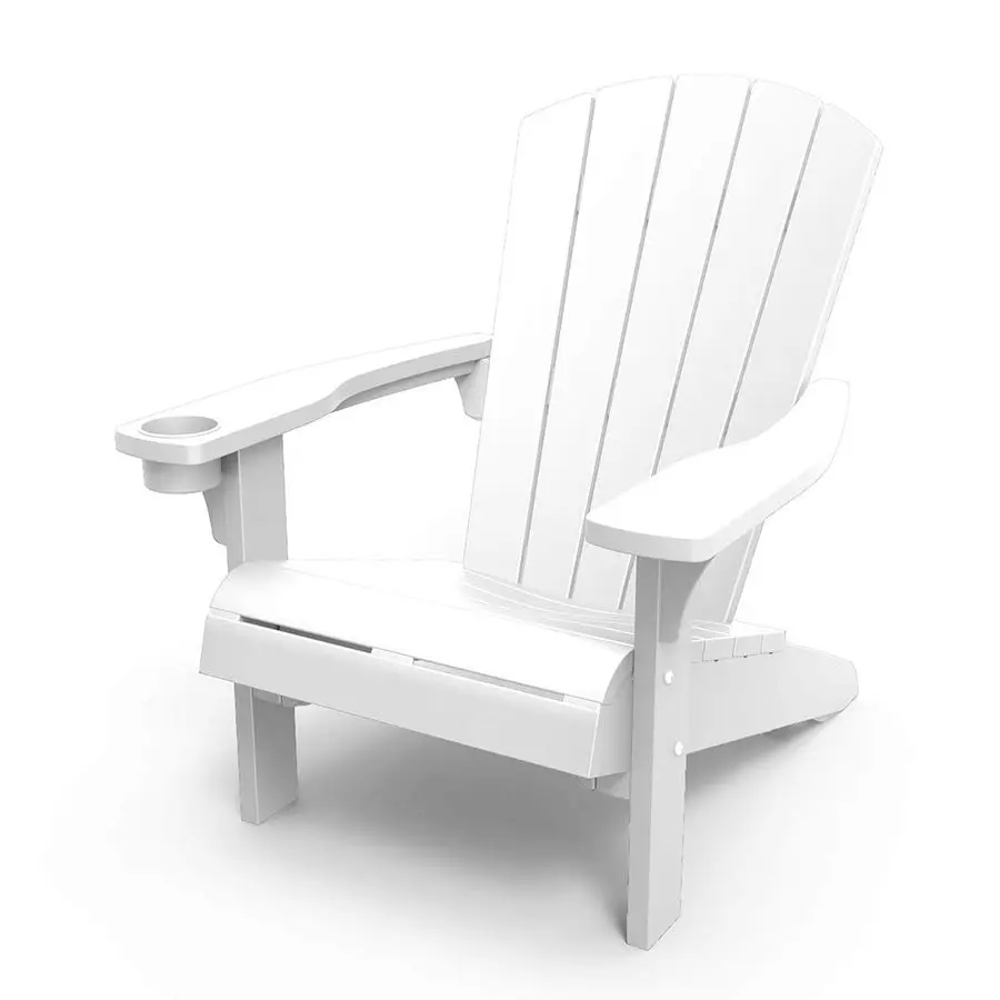 

Садовые стулья из полимерной смолы Alpine Adirondack с подстаканником, идеально подходят для пляжа, бассейна и зоны у костра, белые