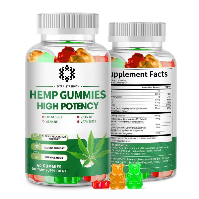 

Contains Omega 3-6-9 Vitamin B, E Gummies - Stress Relief, Sleep, Mood, Skin, Nails, Focus, Joint Support, Non-GMO Supplement