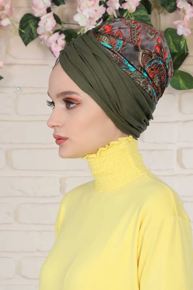 Hijab osso cor sólida e padrão de carnaval