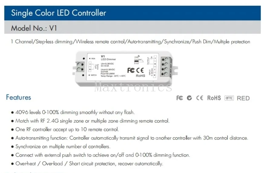 NEW 5-36V LED Dimmer 8A PWM Wireless RF LED Dimmer Switch ON OFF with 2.4G Rotary Panel Remote for Single Color LED Strips Light