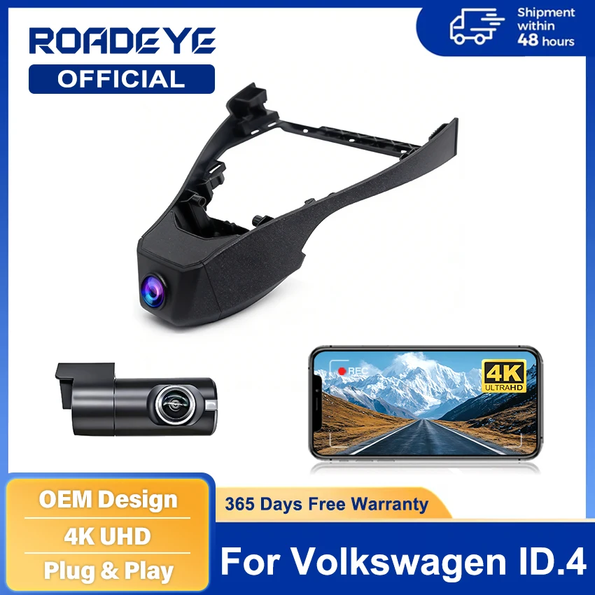 

Plug and play 4K Dash Cam for VW Volkswagen ID.4,Audi Q4 e-tron,Cupra Tavascan, WiFi Car DVR Camera with Night Vision, OEM Style