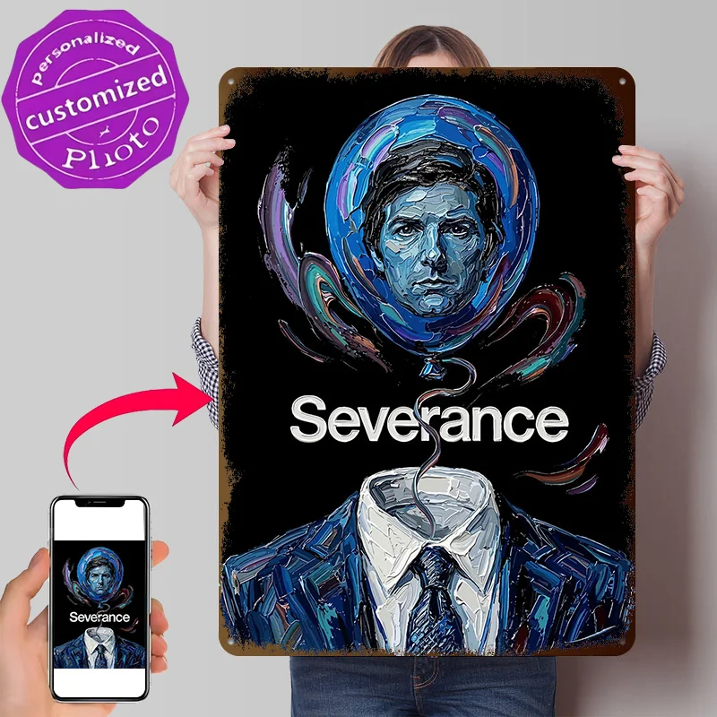 Severance TV Show Poster Retro 3D Printed Metal Signs Customized Wall Hanging Gift for Home and Decoration Room House Decor Art