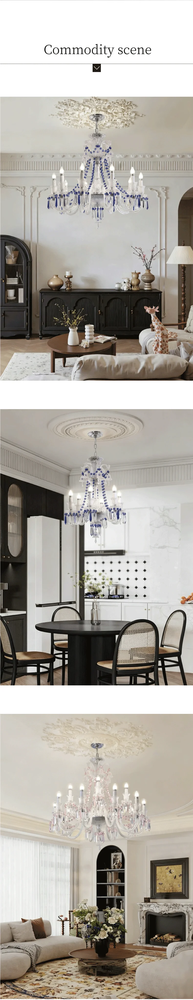 French White Candle E14 LED Chandelier Living Room K9